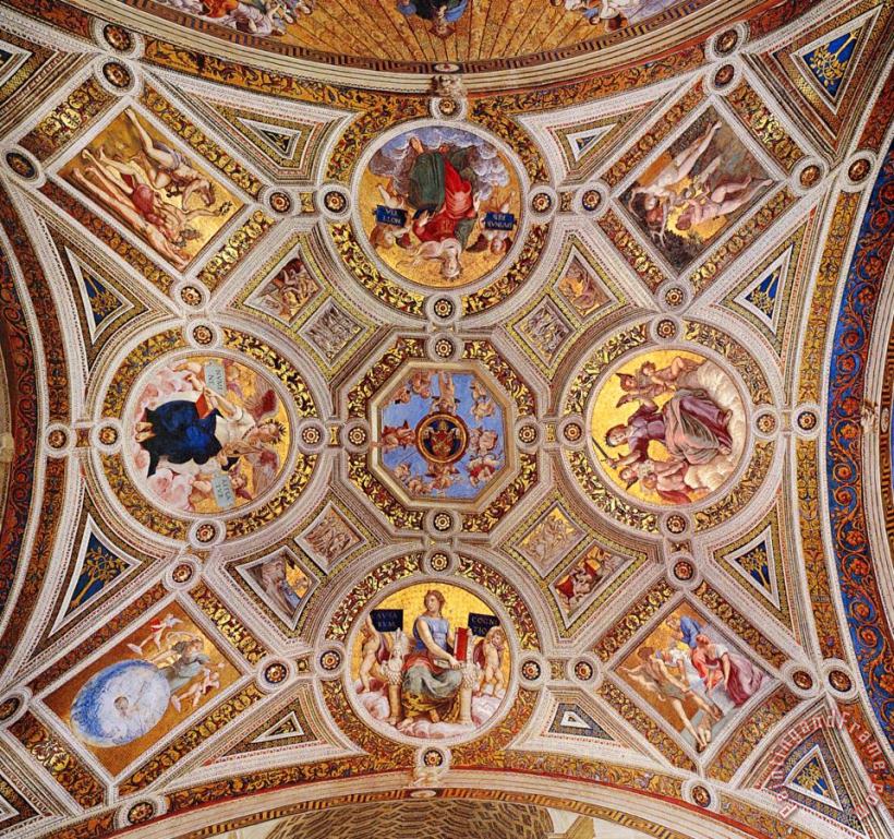 Raphael The Stanza Della Segnatura Ceiling [detail 1] Art Painting